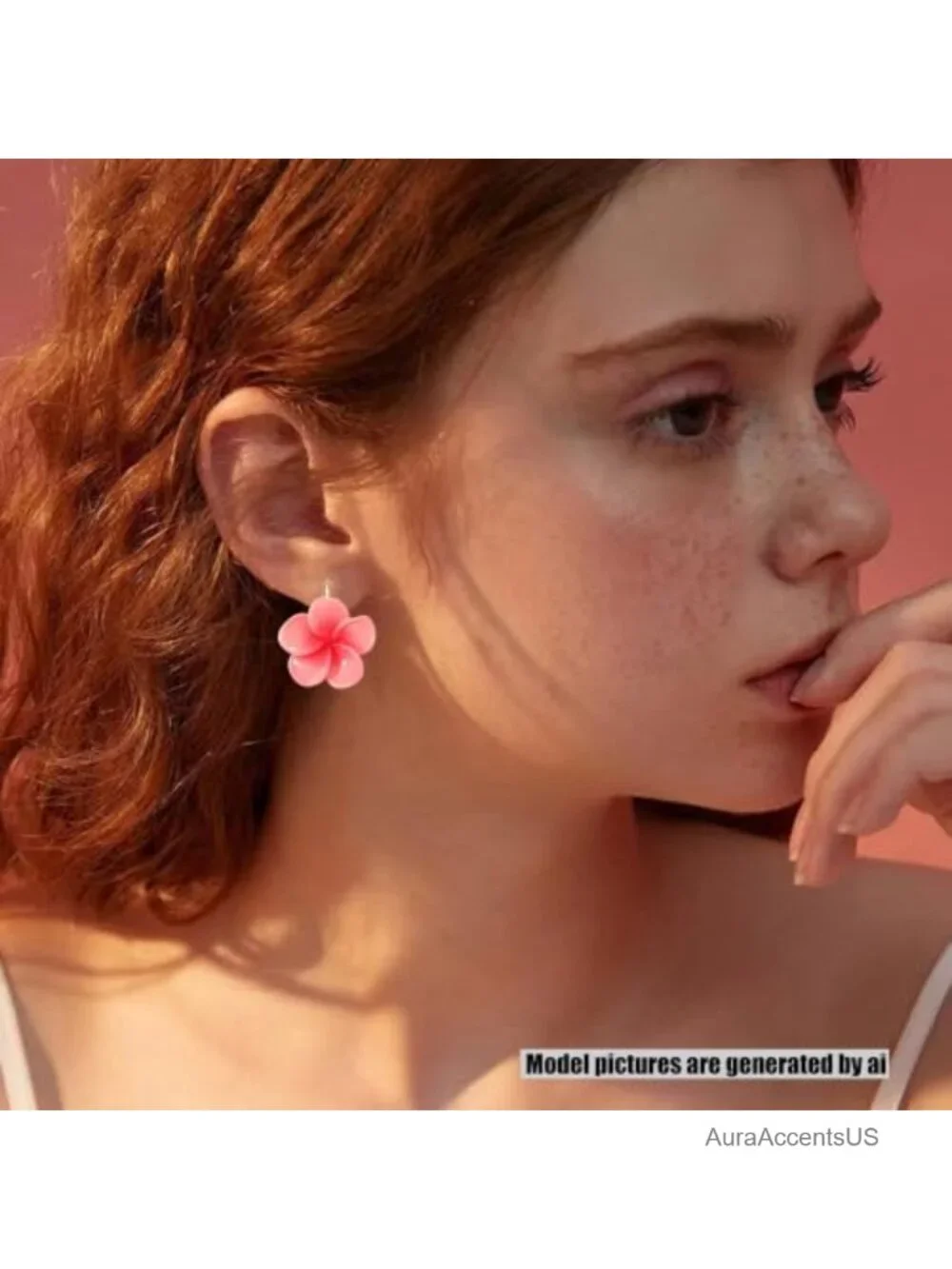 Gold Plated Resin Plumeria Leverback Flower Earrings Tropical Floral Statement